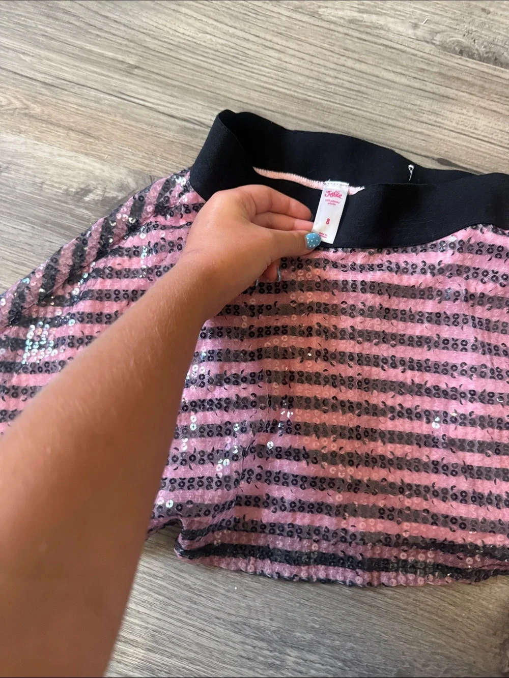 3 cute washed skirts, and sequence on all of them. For kids.